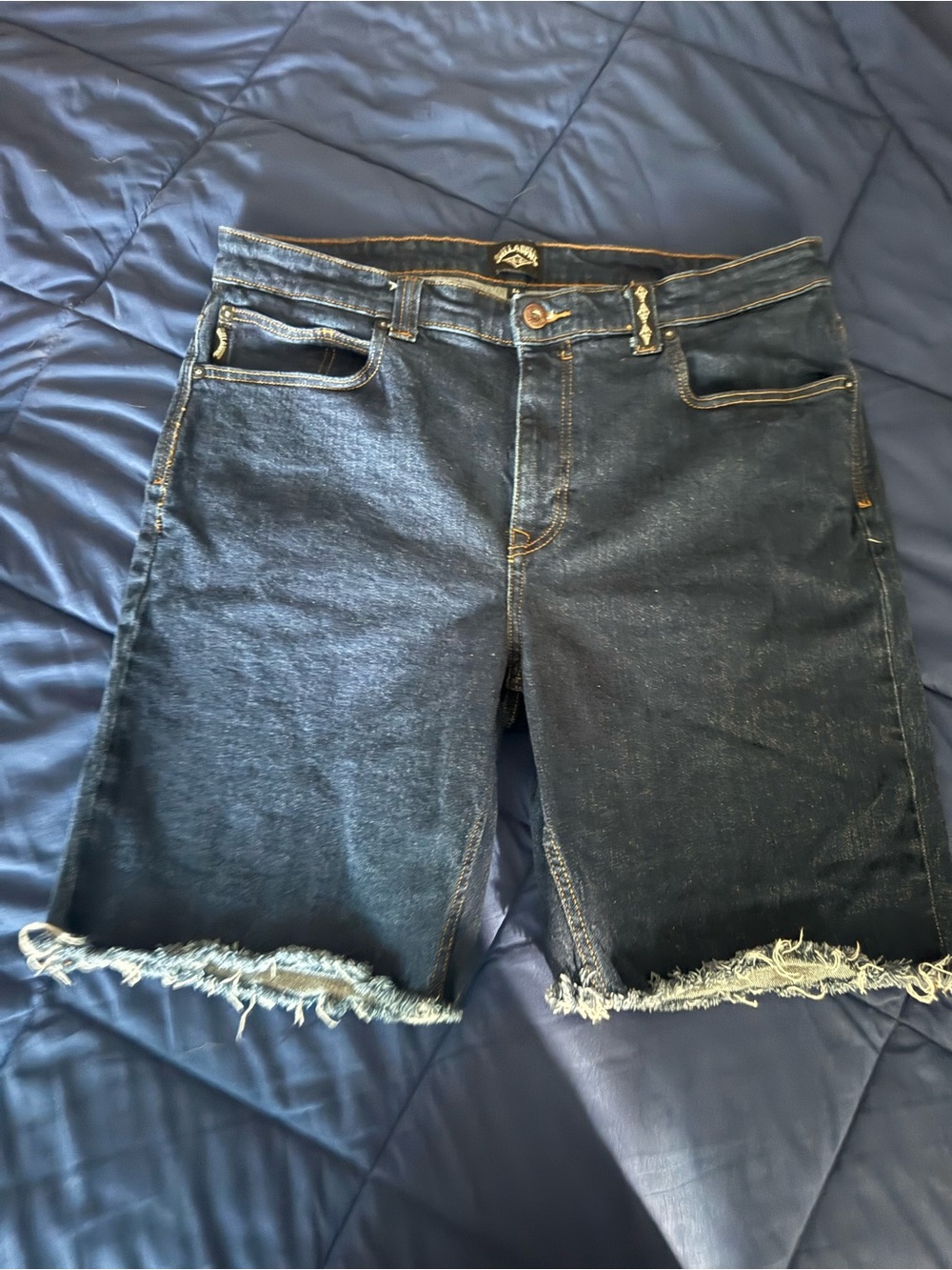 Billabong Dark Blue Frayed Hem Denim Shorts - Men